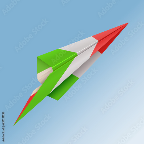 paper airplane with the flag of the country
