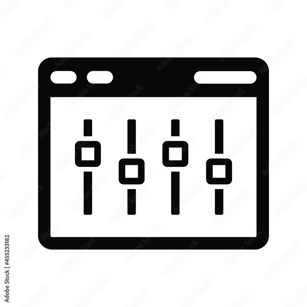 Refine, webpage icon. Black vector graphics. Refine, webpage icon. Black vector graphics.