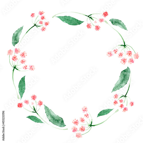 Watercolor wreath with flowers, festive bouquets and individual elements of bouquets