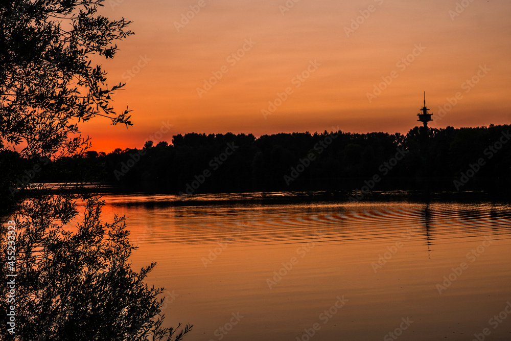 Lake Kaarst in Germany at sunset