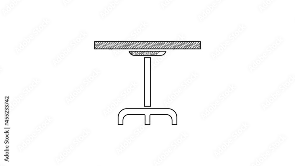 Black line Round table icon isolated on white background. 4K Video motion graphic animation Black line Round table icon isolated on white background. 4K Video motion graphic animation