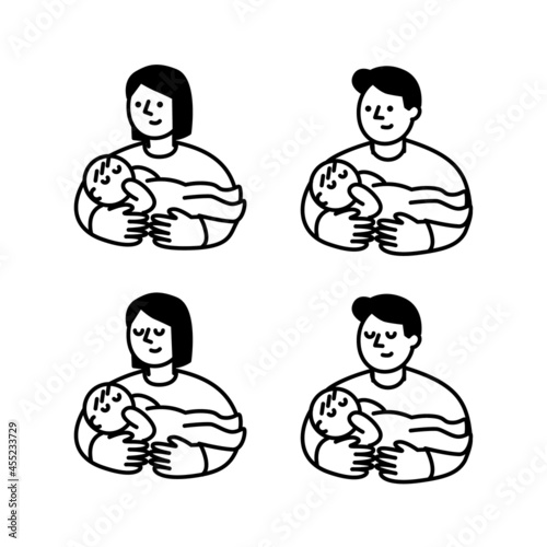 赤ちゃんを抱っこするイラスト素材