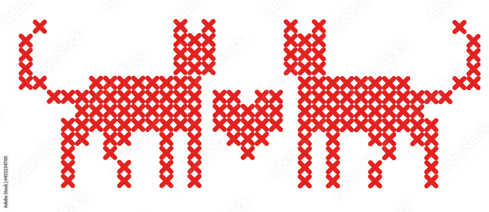 Cats in love with cross stitch in the Scandinavian style