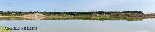 Wide panorama of lake on-site of abandoned ilmenite quarry