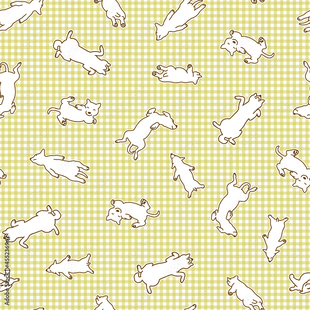 Fototapeta premium Seamless pattern with cute dog illustrations,