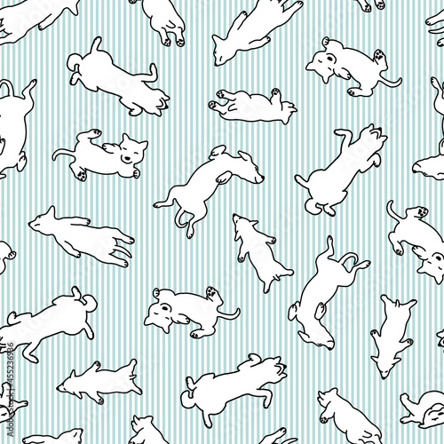 Fototapeta Naklejka Na Ścianę i Meble -  Seamless pattern with cute dog illustrations,