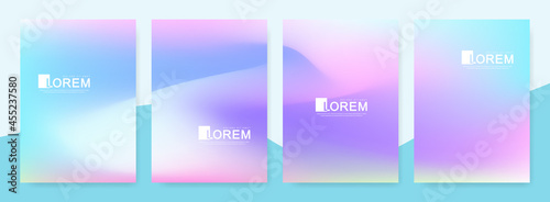 Trendy abstract mockup pastel colorful gradient art holographic templates in A4 size. Suitable for posts, banners design and layout design template for brochure. Vector fashion backgrounds. photo