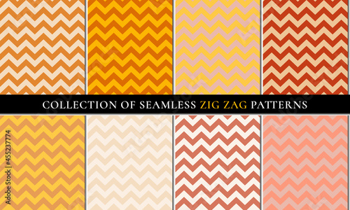 Autumn Set of seamless zigzag chevron pattern