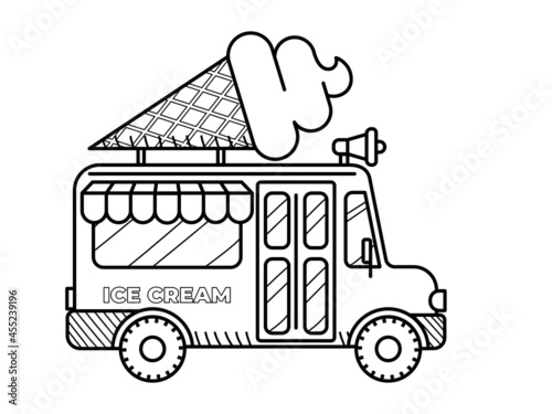 Ice cream van coloring page for kids