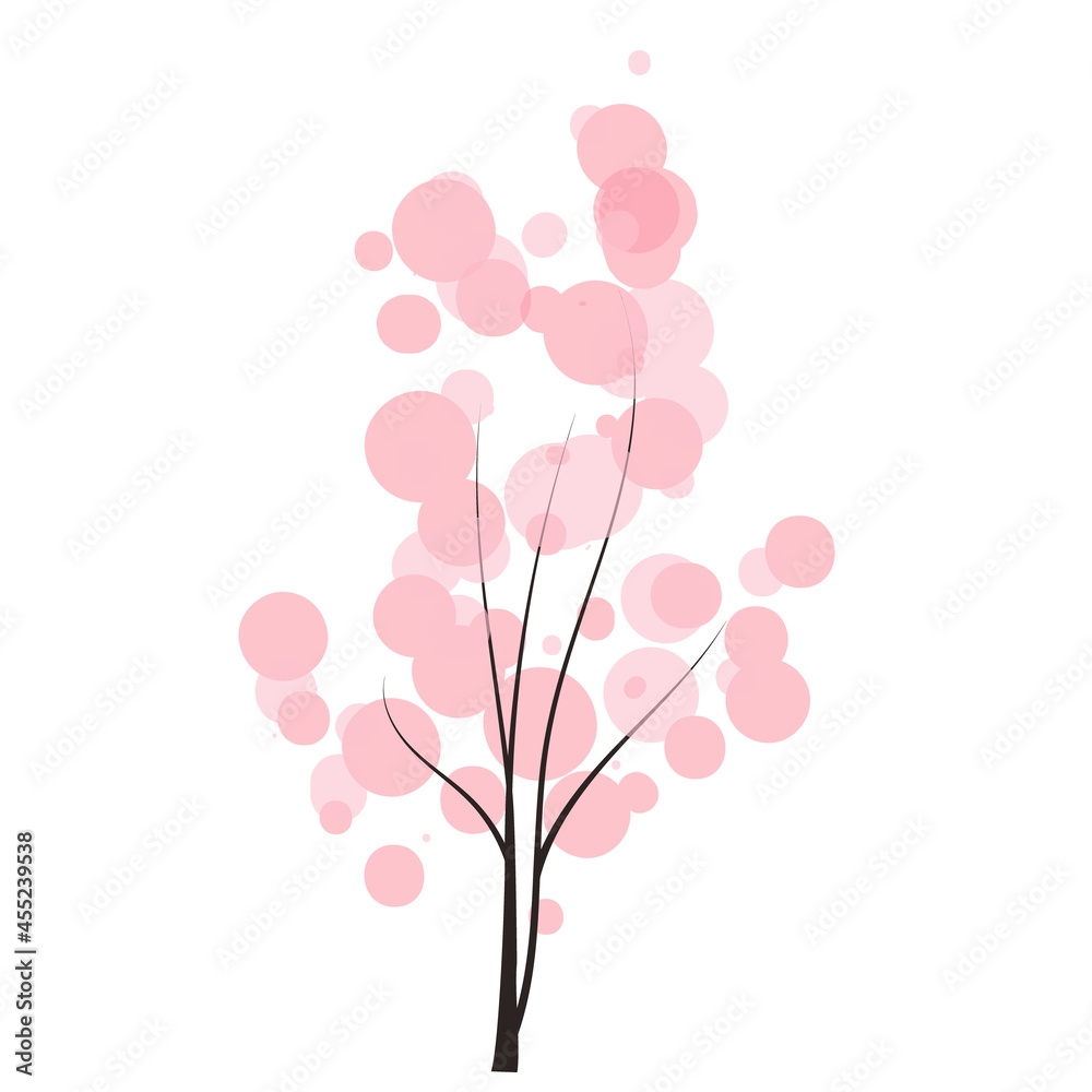 handdrawn tree with tender bubble crown spring forest doodles vector season winter, spring, summer. flat handdrawn tree with tender bubble crown spring forest doodles vector season winter, spring, summer. flat