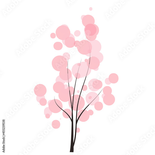 handdrawn tree with tender bubble crown spring forest doodles vector season winter, spring, summer. flat