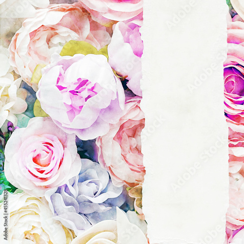 Fototapeta Naklejka Na Ścianę i Meble -  Abstract beautiful watercolor rose bouquet