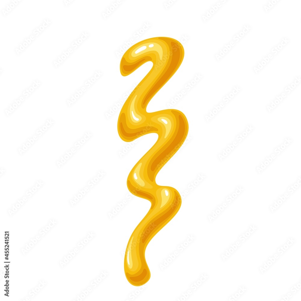 Mustard sauce spilled strips and spots. Colored illustration in cartoon style. Mustard sauce spilled strips and spots. Colored illustration in cartoon style.