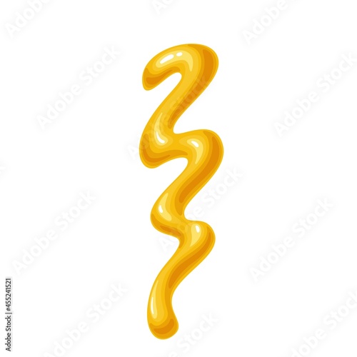 Mustard sauce spilled strips and spots. Colored illustration in cartoon style.