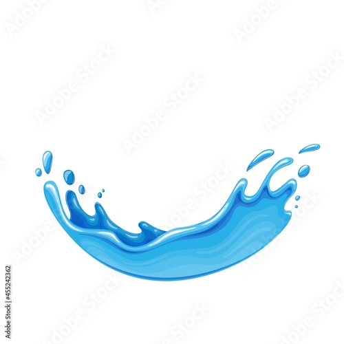 Water drops. Current drops, spray, waves and splashes. Aqua drop element, dripping liquid or raindrop vector illustration.