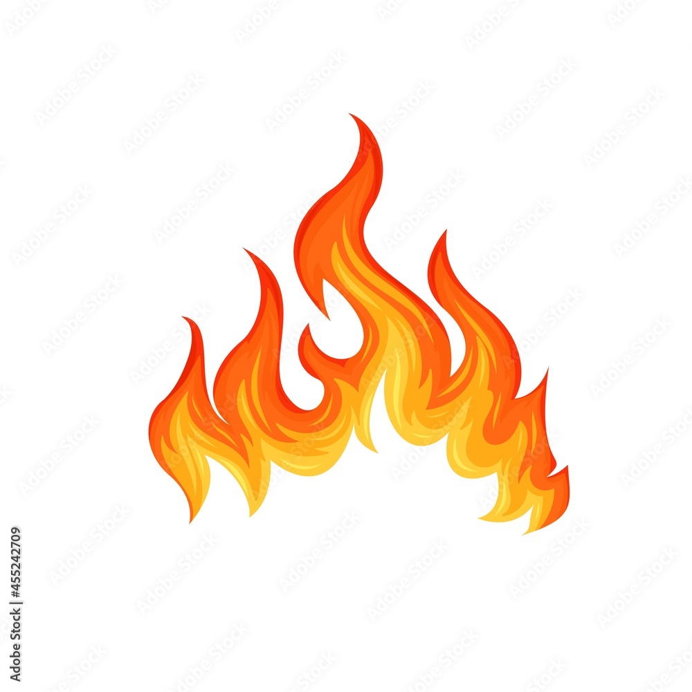 Fire flame. Hot flaming element. Bonfire decorative element. Red and orange blaze vector illustration. Fire flame. Hot flaming element. Bonfire decorative element. Red and orange blaze vector illustration.