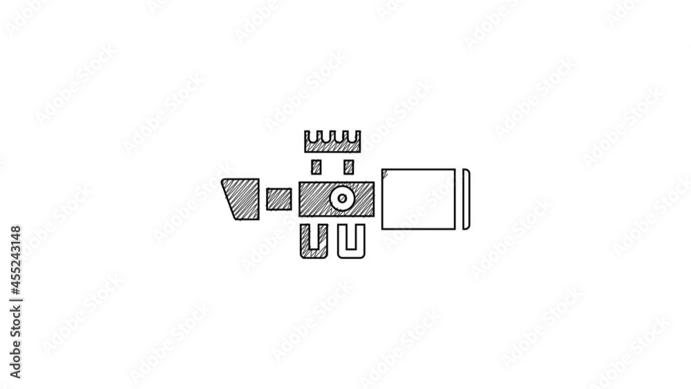 Black line Sniper optical sight icon isolated on white background. Sniper scope crosshairs. 4K Video motion graphic animation