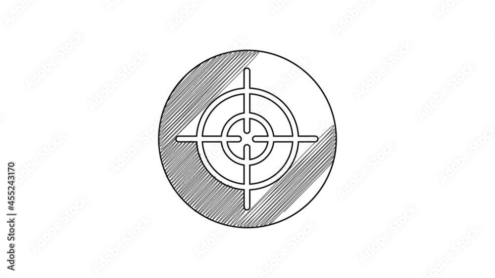 Black line Target sport icon isolated on white background. Clean target with numbers for shooting range or shooting. 4K Video motion graphic animation