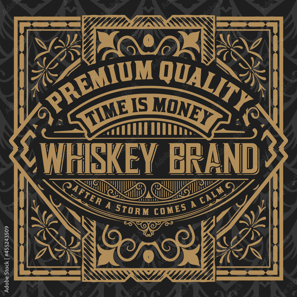 Whiskey label with old frames Whiskey label with old frames
