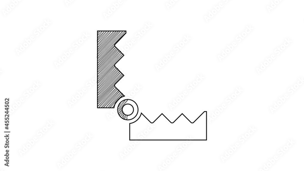 Black line Trap hunting icon isolated on white background. 4K Video motion graphic animation Black line Trap hunting icon isolated on white background. 4K Video motion graphic animation