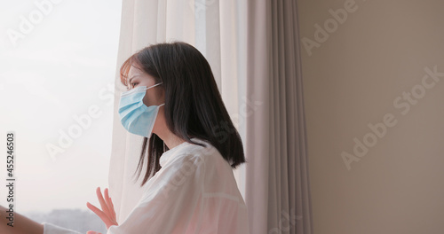 woman stays home quarantine photo