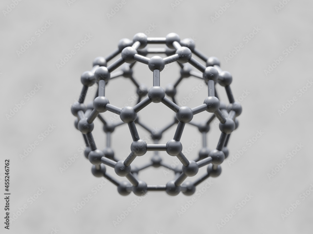 Graphene C60 Buckyball 3D Illustration. Stock Illustration