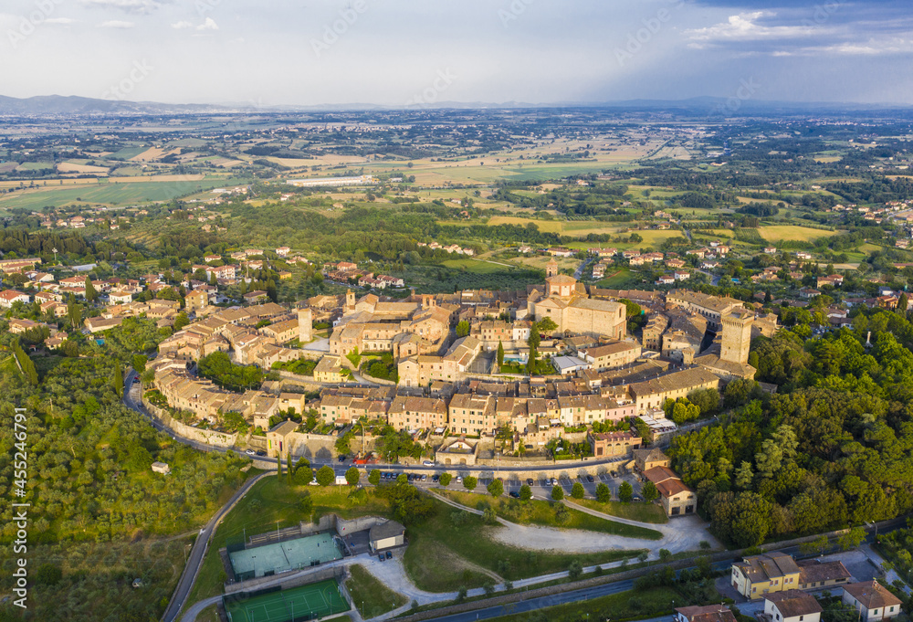 Lucignano town in Tuscany from above