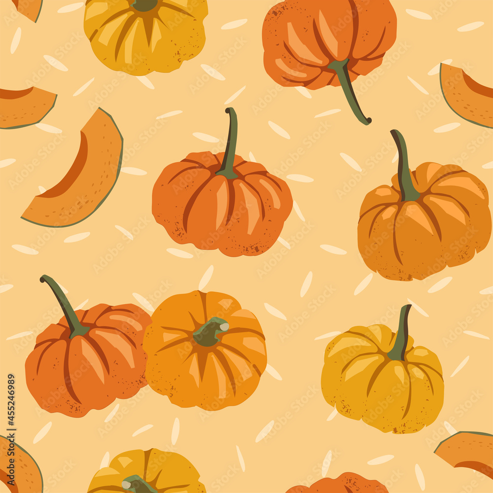 Abstract seamless patterns with pumpkins Abstract seamless patterns with pumpkins