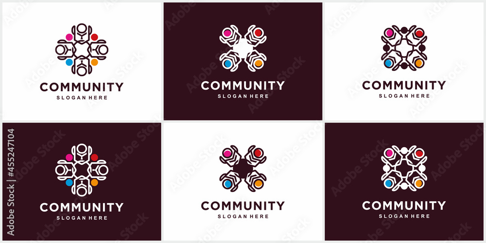 Community logo with colored people in circular shape teamwork logo community logo Community logo with colored people in circular shape teamwork logo community logo