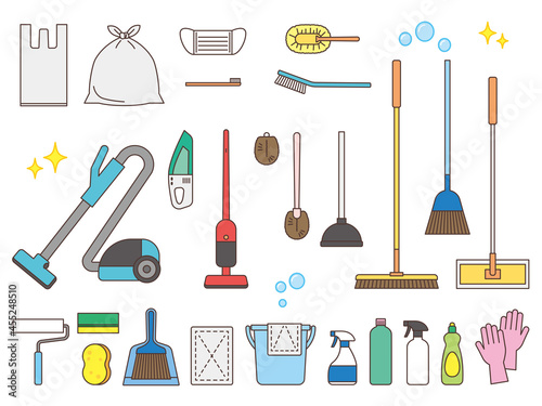 掃除道具セット　cleaning tools vector illustration
