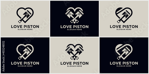Love piston technology logo  automotive logo symbol Vector illustration of piston logo. piston spare parts