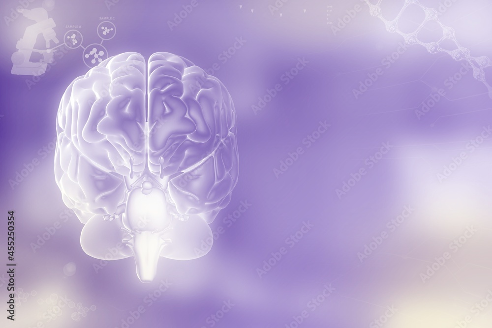 Human brain, alzheimer work concept - highly detailed electronic texture or background, medical 3D illustration