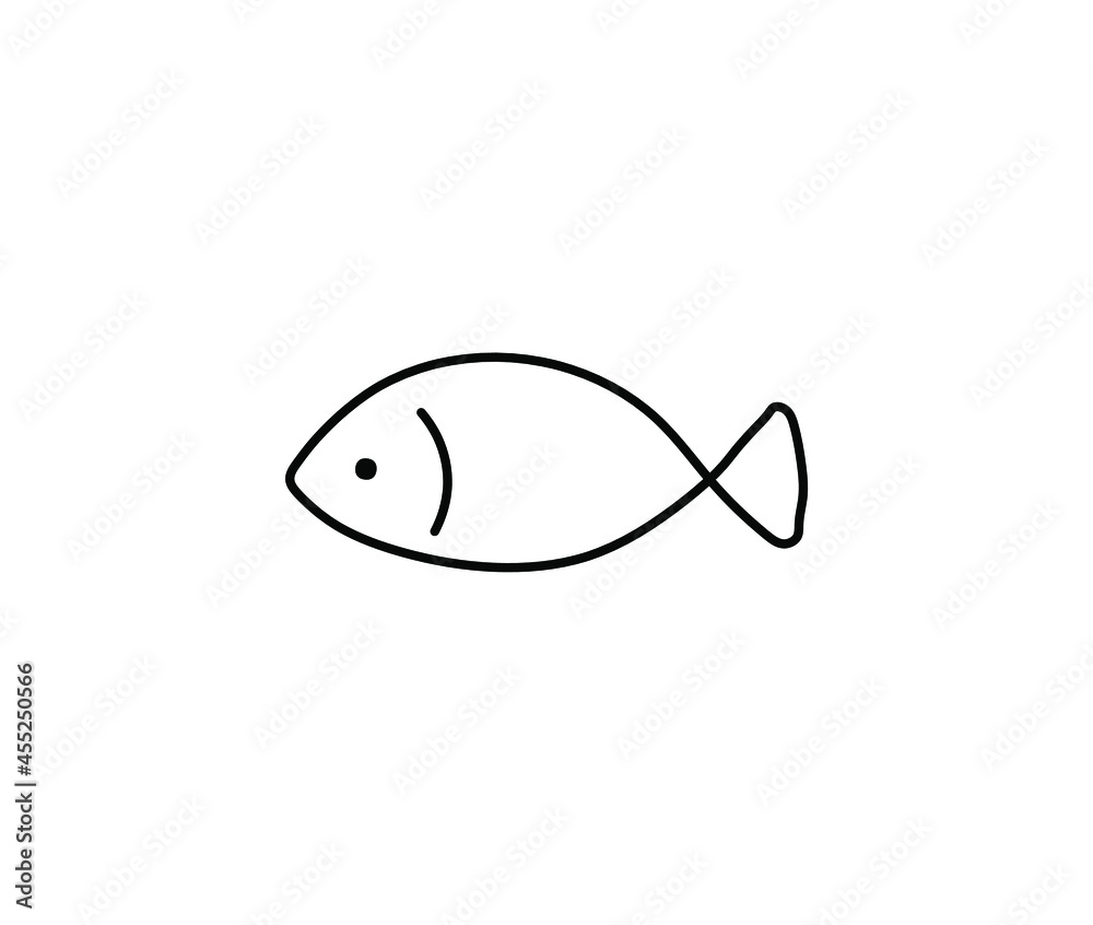 Vector isolated cute cartoon tiny simple fish. Contour line primitive simple  fish doodle drawing Stock Vector | Adobe Stock