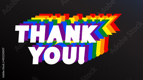 Thank you, Vector logo. Celebration quotes and phrases for cards, banners, posters, pillow and clothes. Festive design. Gay pride month vector concept. Lgbt lettering.