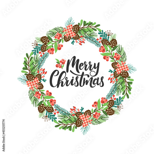Decorative Christmas wreath with branches