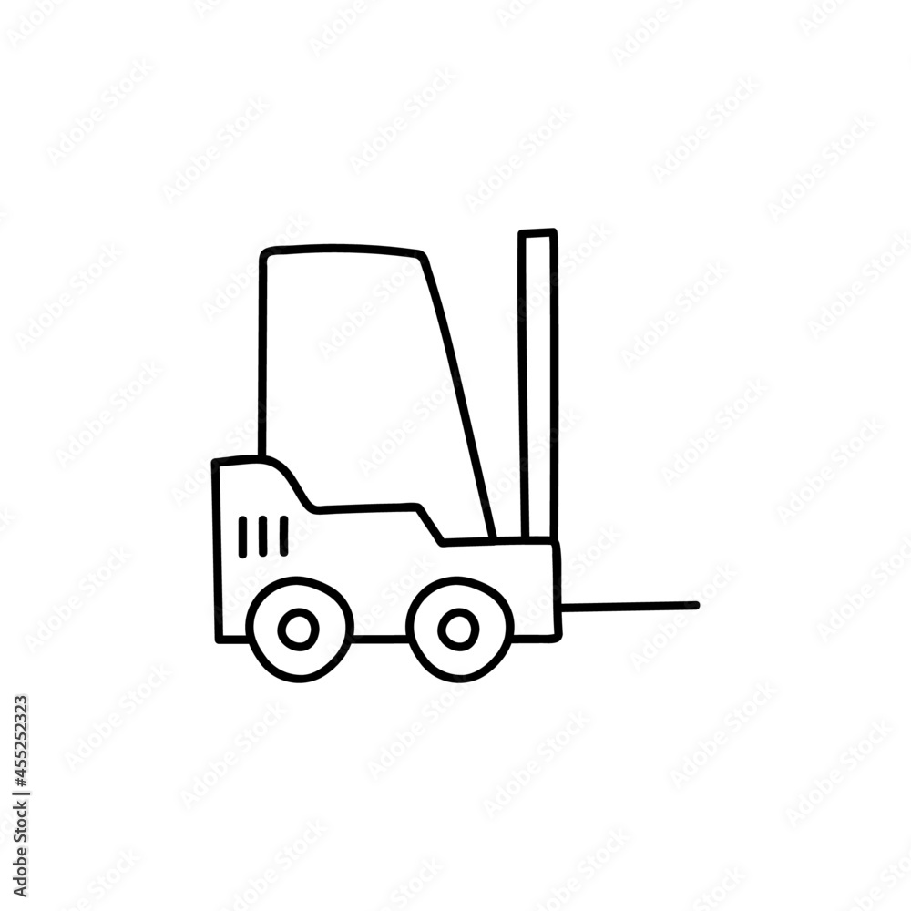 Forklift icon in flat black line style, isolated on white background Forklift icon in flat black line style, isolated on white background