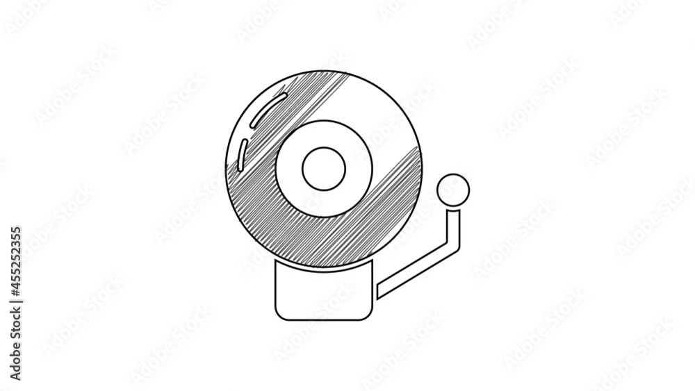 Black line Ringing alarm bell icon isolated on white background. Alarm symbol, service bell, handbell sign, notification symbol. 4K Video motion graphic animation Black line Ringing alarm bell icon isolated on white background. Alarm symbol, service bell, handbell sign, notification symbol. 4K Video motion graphic animation