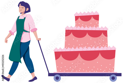 Woman Pulling Cake