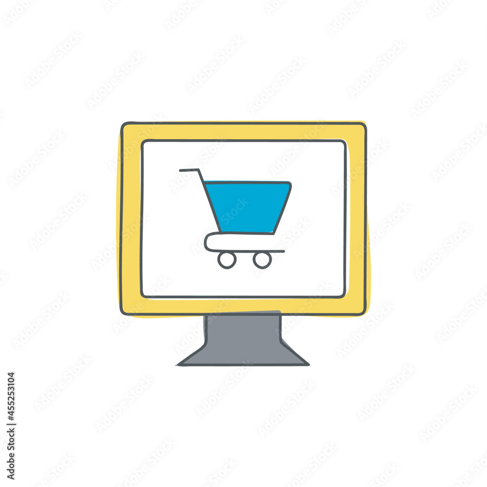 computer ecommers icon in color icon, isolated on white background computer ecommers icon in color icon, isolated on white background