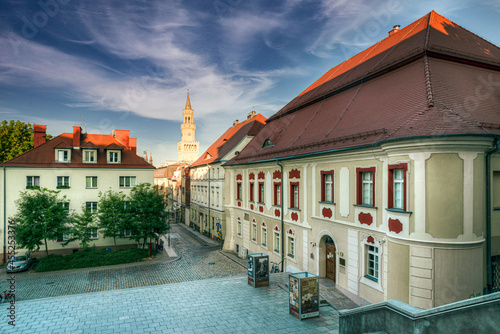Skyscape over the Museum of Opole Silesia and Town Hall in Opole, Poland