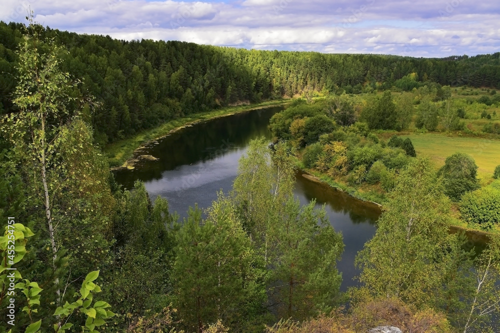 Panorama of the Sylva river valley from the Lobach stone