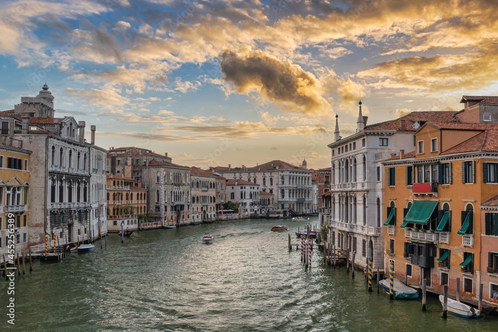 Venice Italy, sunrise city skyline at Venice Grand Canal, Veneto Italy