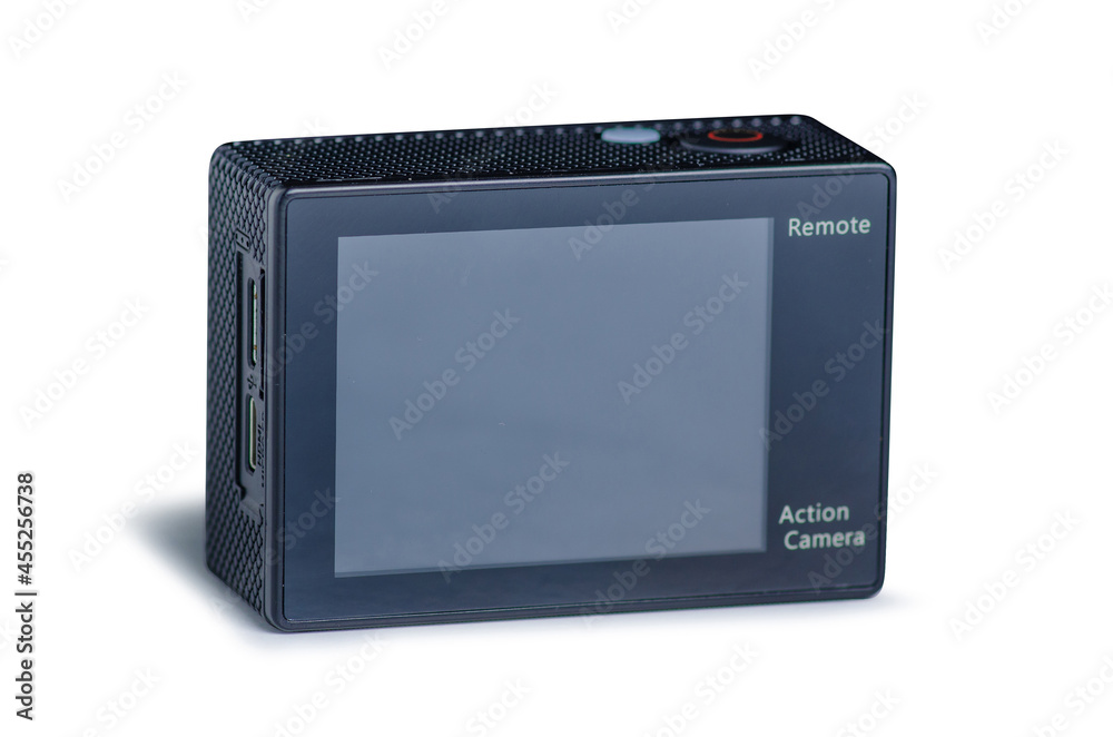 Action camera video on white background isolation Action camera video on white background isolation