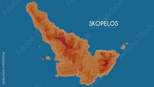 Εκτύπωση καμβά Topographic map of Skopelos, Greece