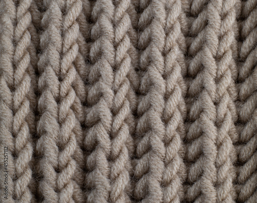 close up of knitted wool. brioche pattern 