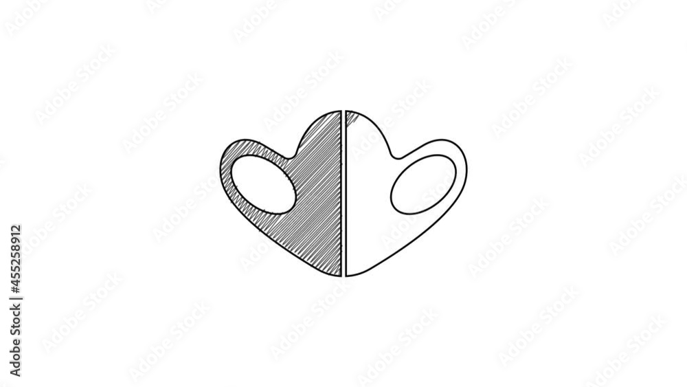 Black line Medical protective mask icon isolated on white background. 4K Video motion graphic animation Black line Medical protective mask icon isolated on white background. 4K Video motion graphic animation