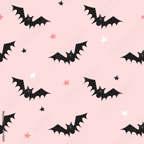 Seamless pattern with bats. Halloween design for fabric and paper, surface textures.