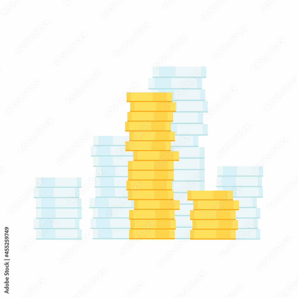 Fototapeta premium Vector illustration of coins isolated on white background.