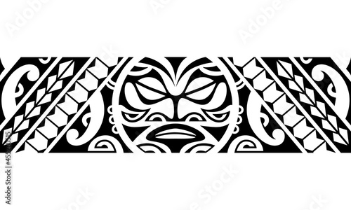 Maori polynesian tattoo bracelet. Tribal sleeve seamless pattern vector. Samoan border tattoo design fore arm or foot. Armband tattoo tribal. band fabric seamless ornament isolated on white background