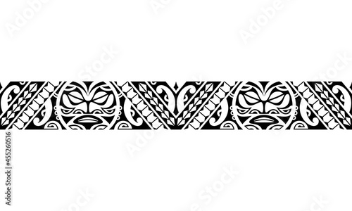 Maori polynesian tattoo bracelet. Tribal sleeve seamless pattern vector. Samoan border tattoo design fore arm or foot. Armband tattoo tribal. band fabric seamless ornament isolated on white background